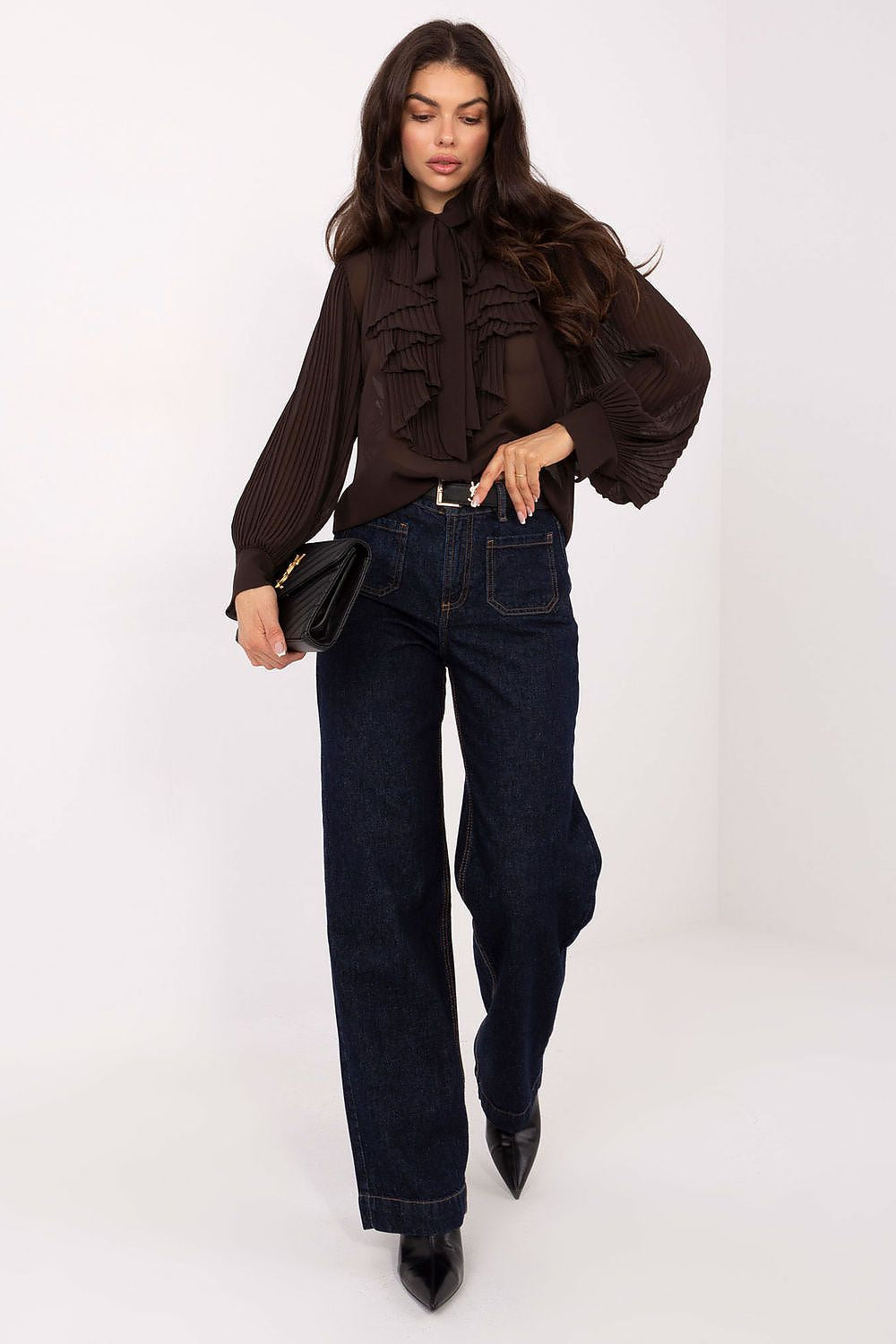 Camicia a manica lunga con colletto e plissè - 220300