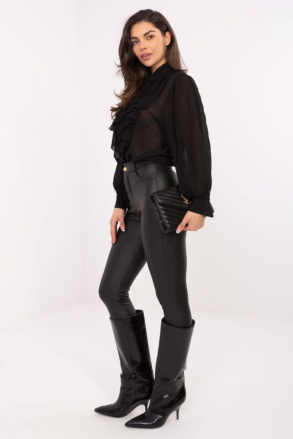 Camicia a manica lunga con colletto e plissè - 220300