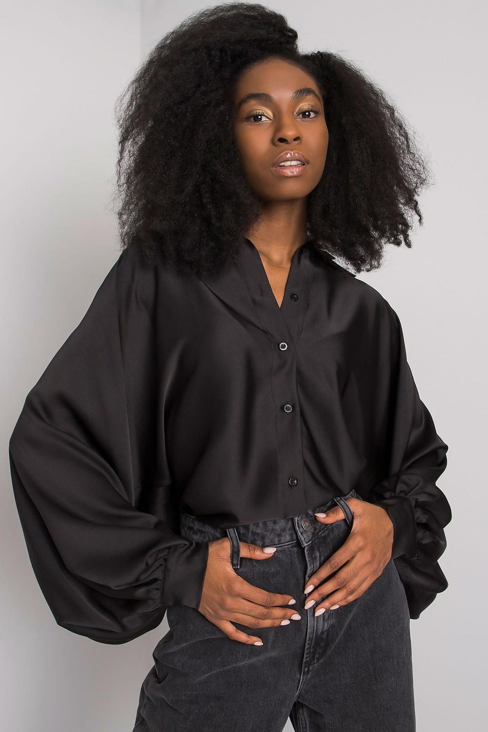 Nero / Universale Camicia a manica lunga da donna - 161915