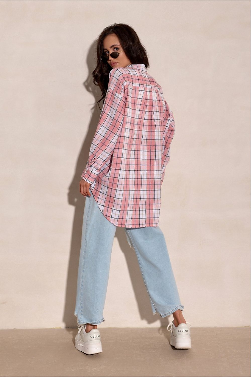 Camicia a manica lunga con motivo quadri e colletto