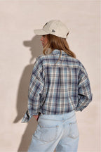 Camicia a manica lunga con motivo quadri e colletto