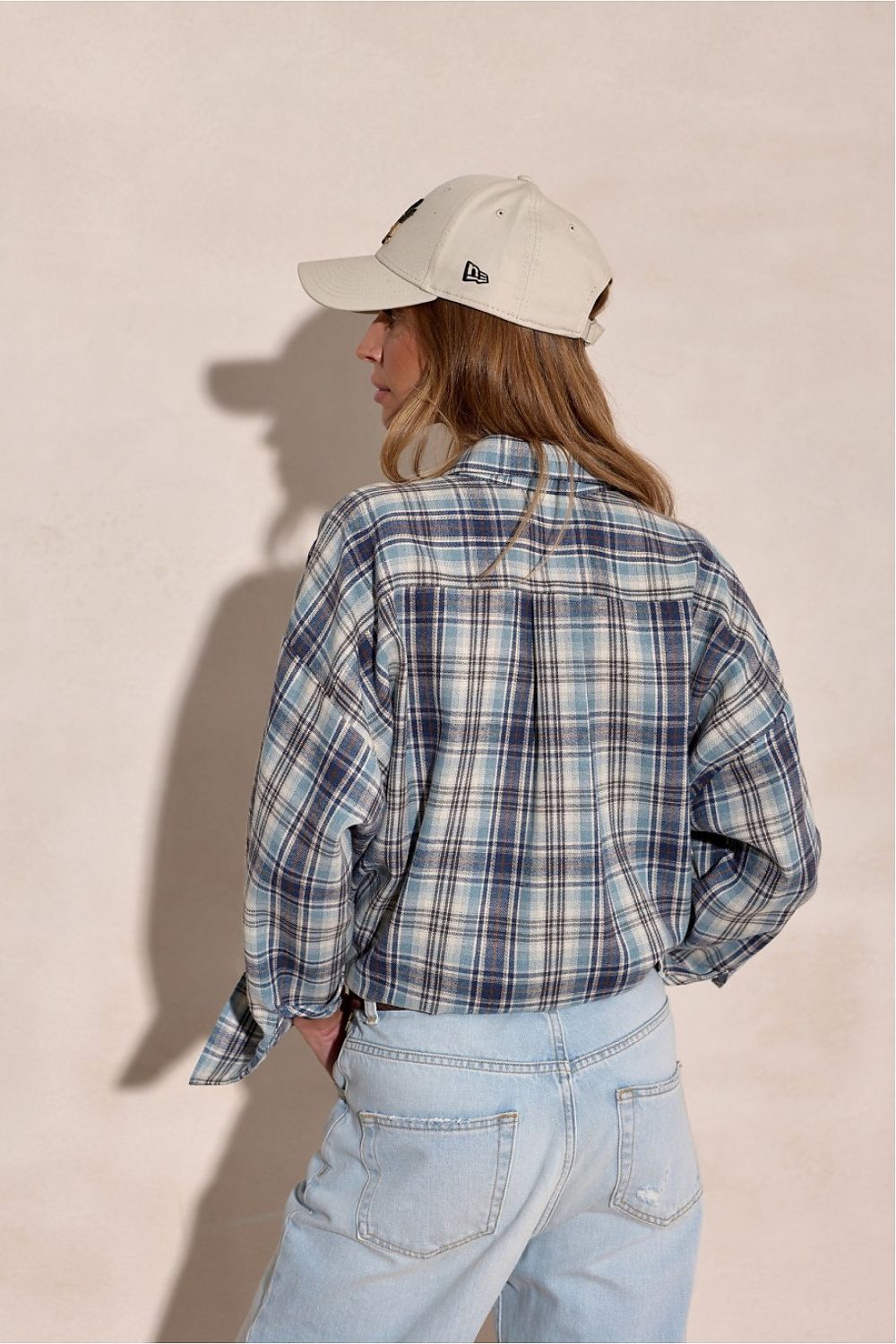 Camicia a manica lunga con motivo quadri e colletto