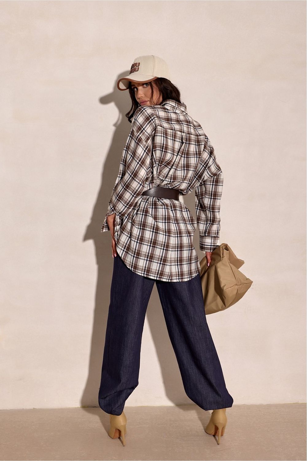 Camicia a manica lunga con motivo quadri e colletto