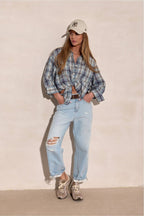 Camicia a manica lunga con motivo quadri e colletto