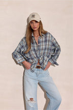 Camicia a manica lunga con motivo quadri e colletto