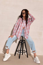 Camicia a manica lunga con motivo quadri e colletto