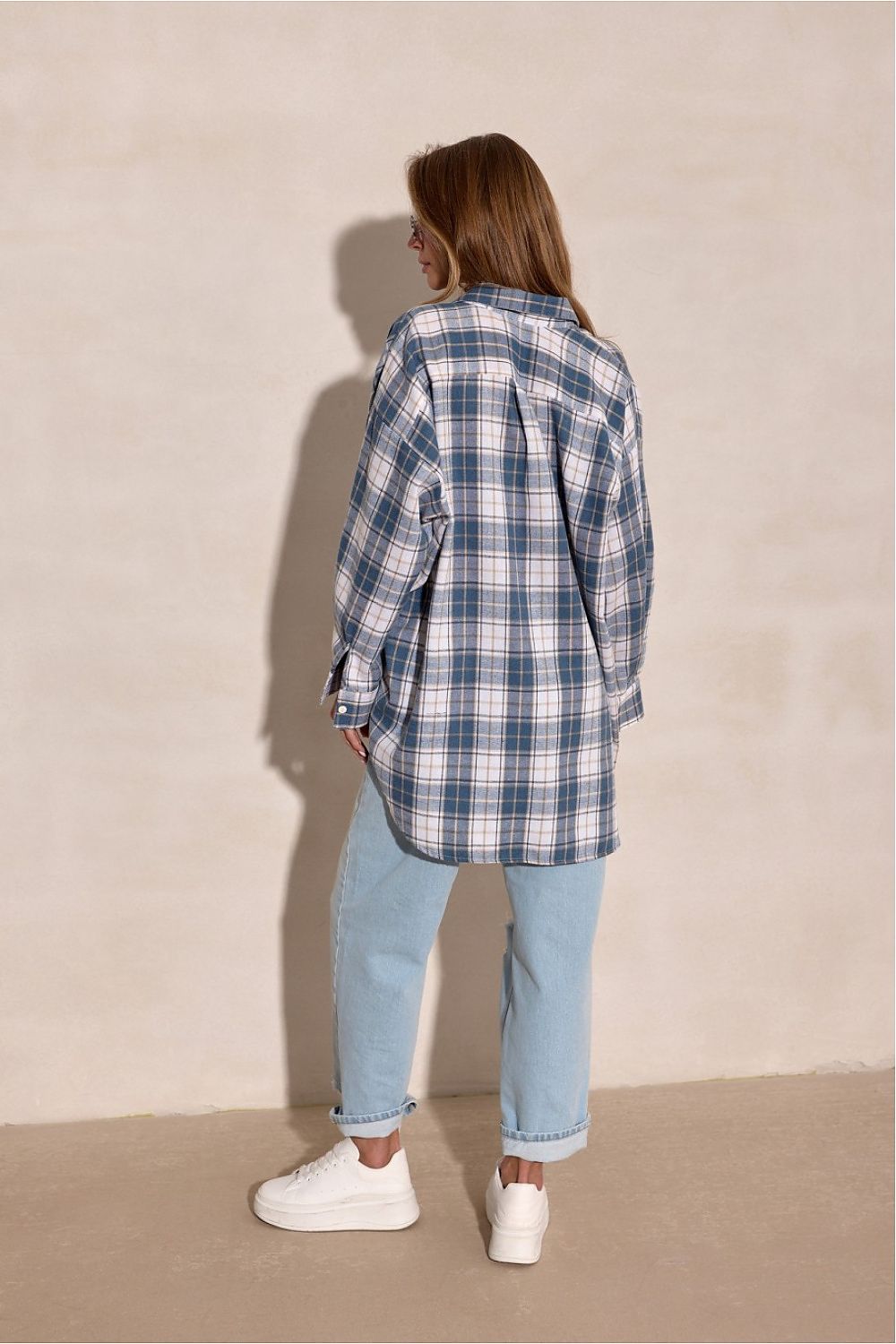 Camicia a manica lunga con motivo quadri e colletto