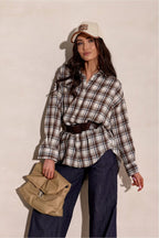 Camicia a manica lunga con motivo quadri e colletto