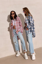 Camicia a manica lunga con motivo quadri e colletto