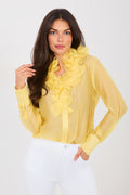 Camicia a manica lunga in tencel con collo jabot - ISABELLA