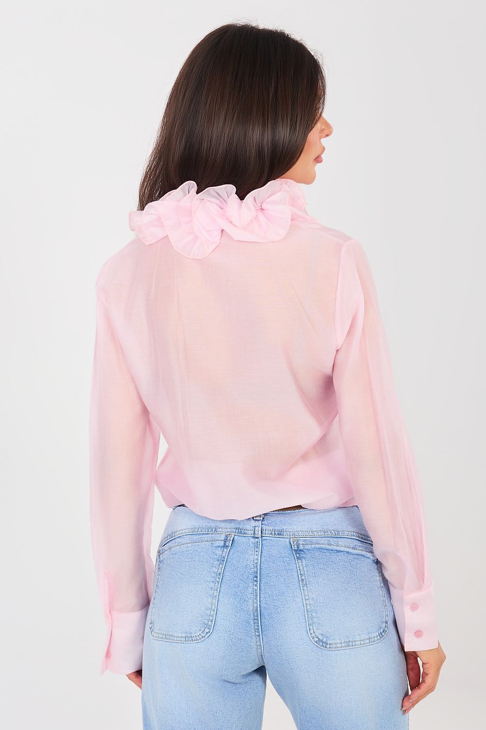 Camicia a manica lunga in tencel con collo jabot - ISABELLA