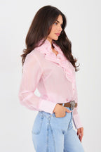 Camicia a manica lunga in tencel con collo jabot - ISABELLA