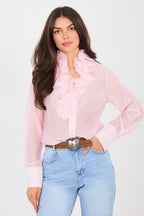 Camicia a manica lunga in tencel con collo jabot - ISABELLA