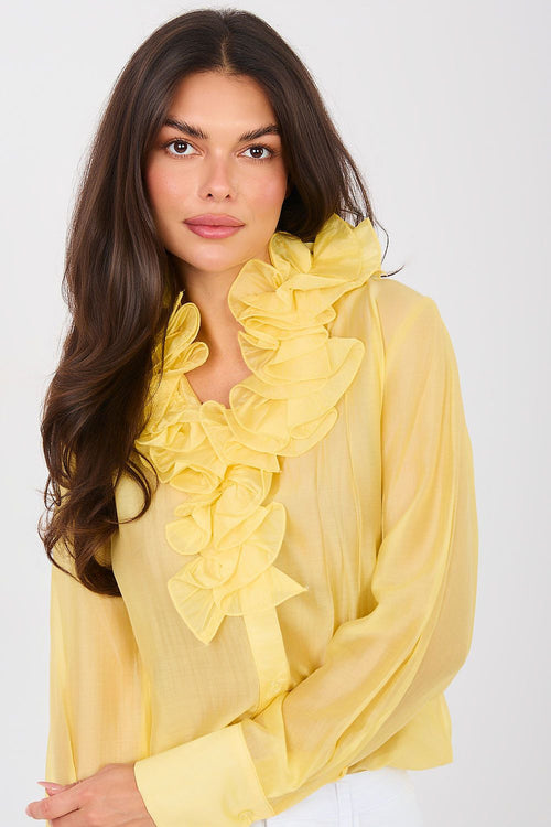 Camicia a manica lunga in tencel con collo jabot - ISABELLA