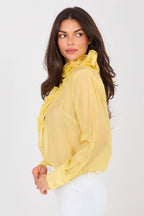 Camicia a manica lunga in tencel con collo jabot - ISABELLA