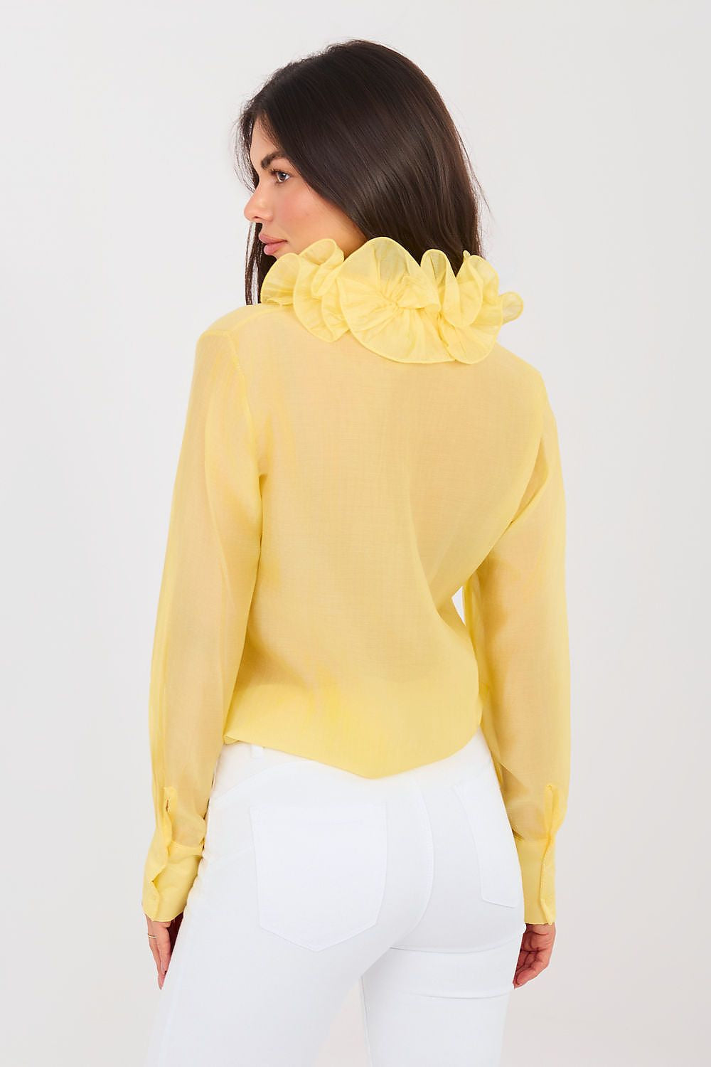 Camicia a manica lunga in tencel con collo jabot - ISABELLA