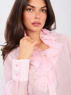 Camicia a manica lunga in tencel con collo jabot - ISABELLA