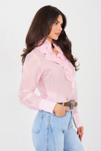 Camicia a manica lunga in tencel con collo jabot - ISABELLA