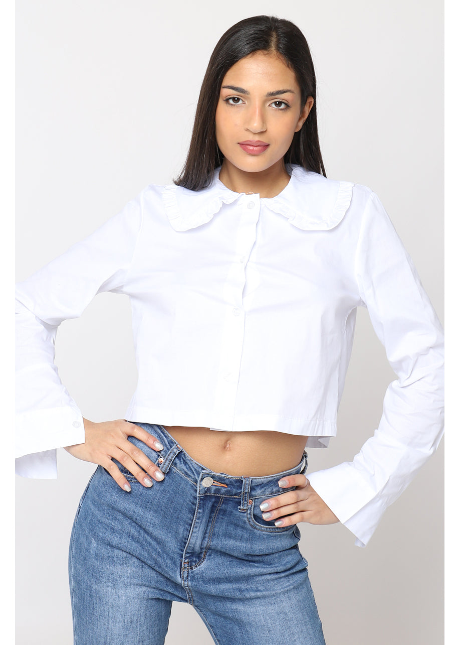 Short shirt in stretch cotton