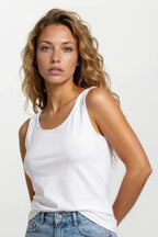 Canotta da donna basic 100% Cotone con Bordo in Raso