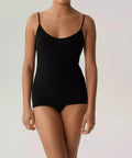 Nero / S Canotta Donna in Cotone Elasticizzato con Scollo