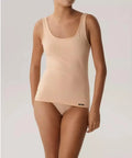 Beige / S Canotta Donna a Spalla Larga in Cotone