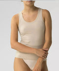 Beige / S Canotta da donna spalla larga in cotone