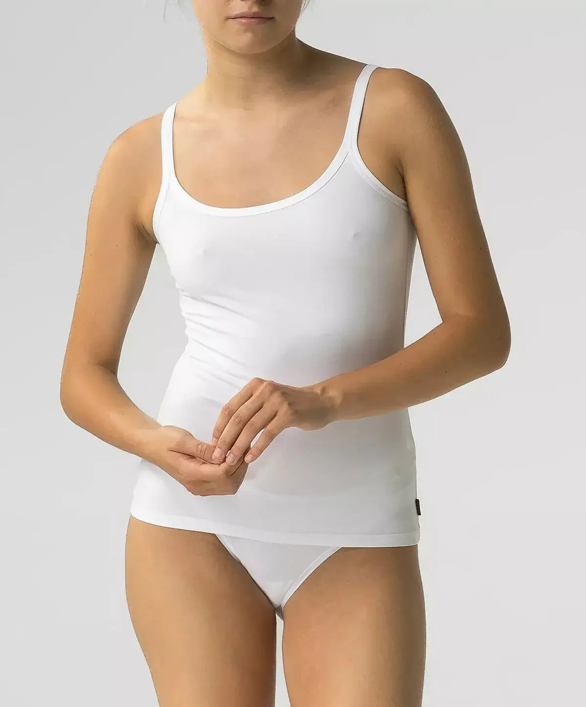 Bianco / S Canotta con spallino da donna in cotone