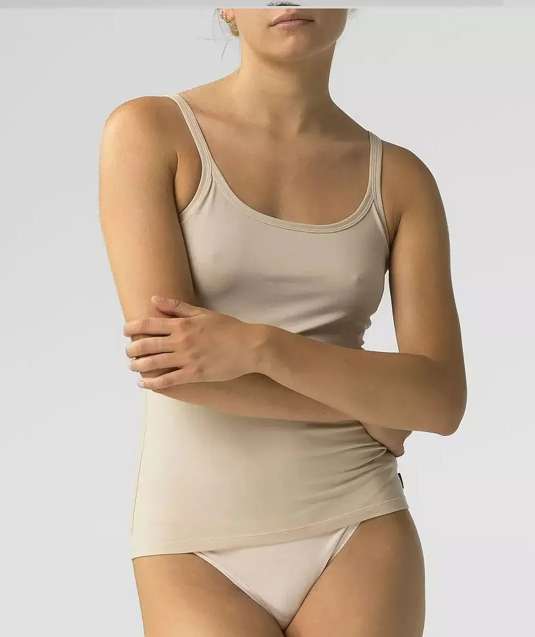 Beige / S Canotta con spallino da donna in cotone