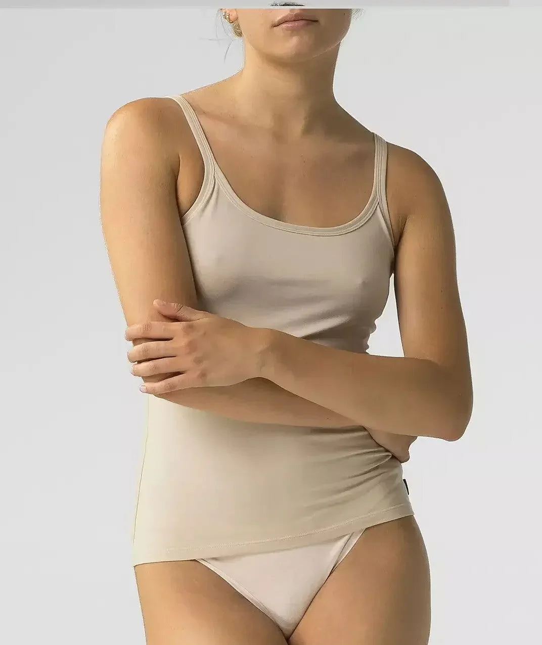 Beige / S Canotta con spallino da donna in cotone