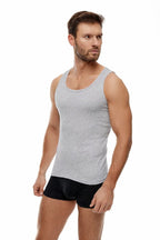 Grigio Melange / M Canottiera da Uomo Classica in Puro