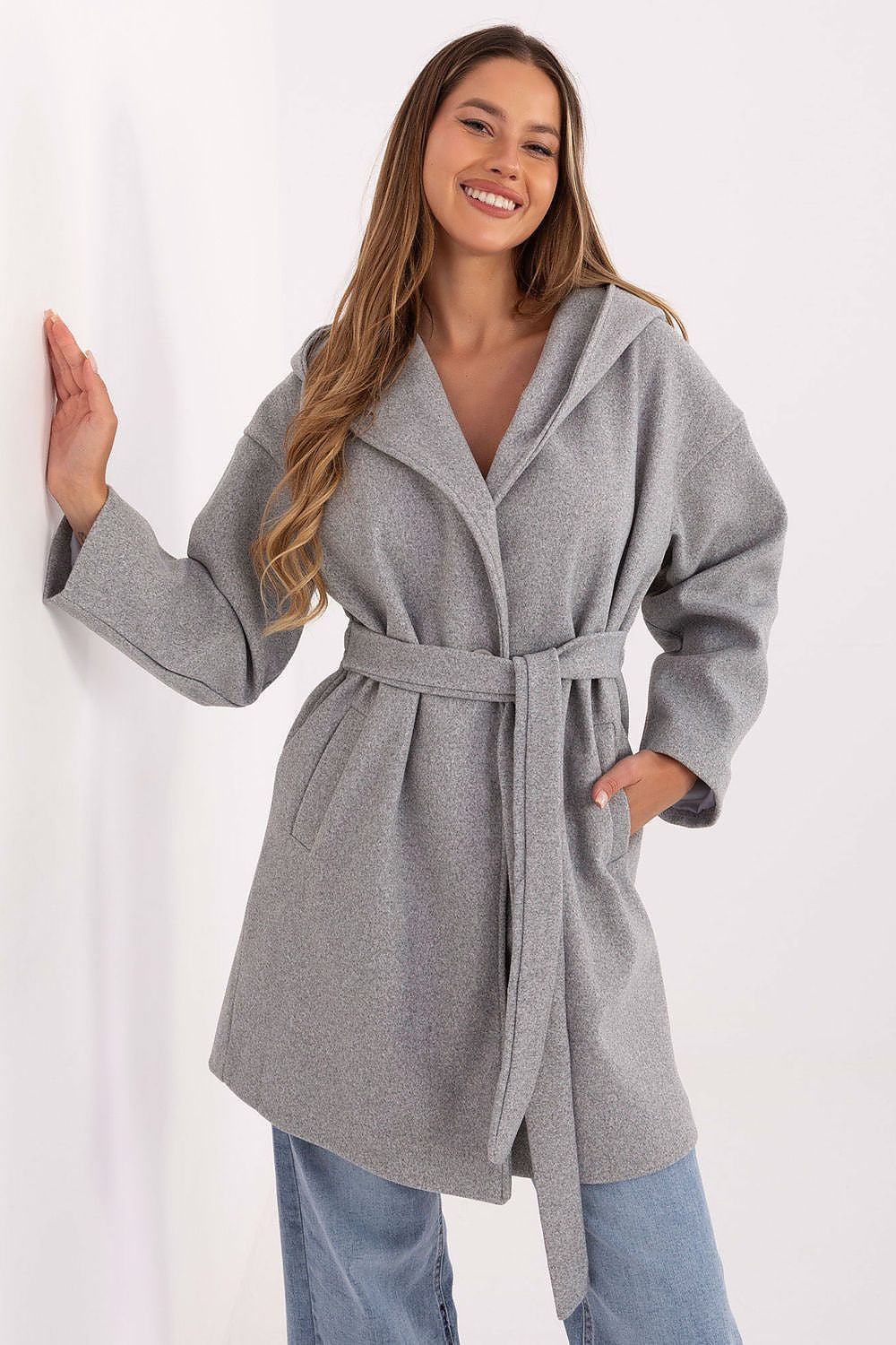 Grigio / Universale Cappotto casual da donna al ginocchio