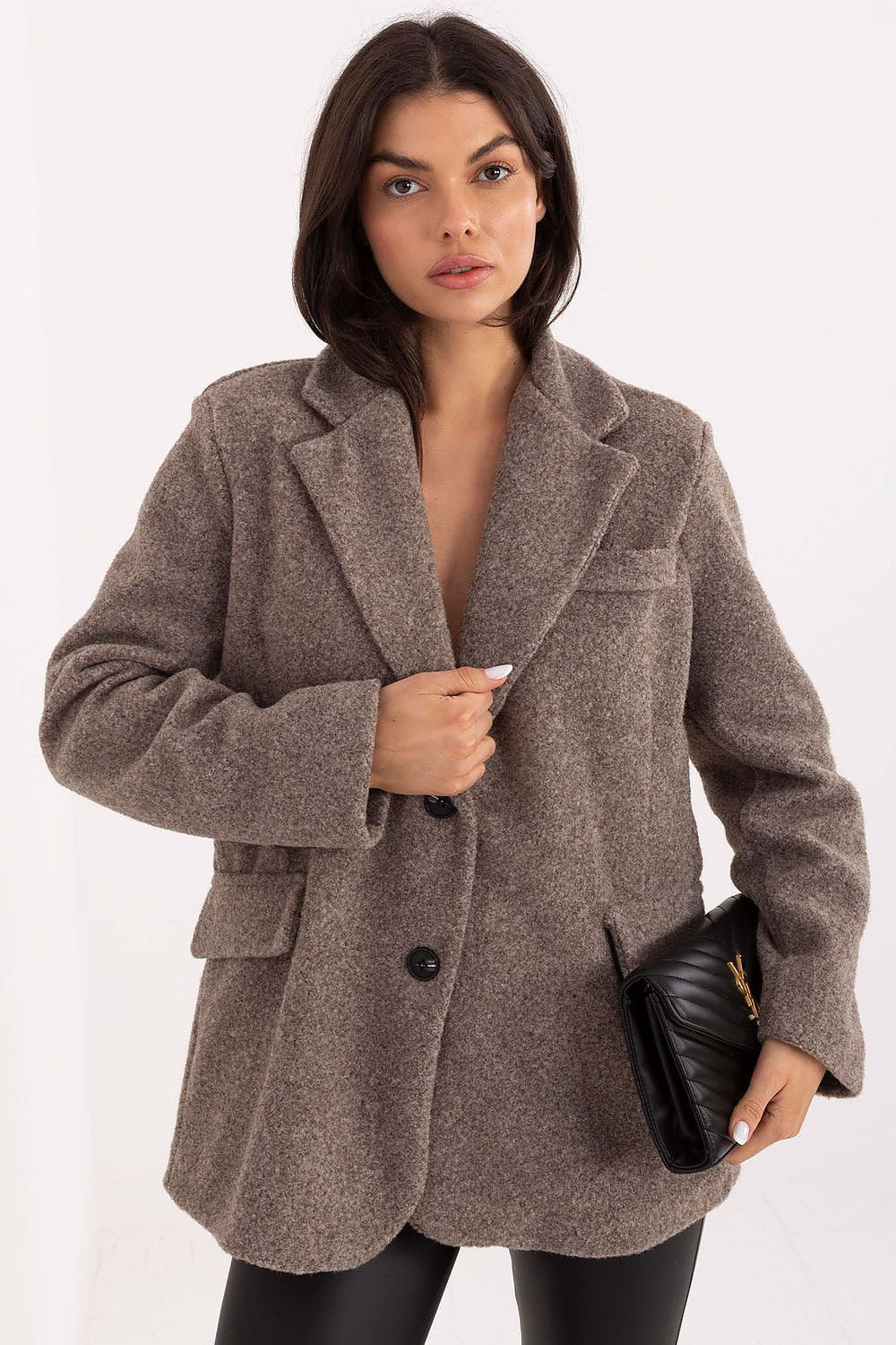 Beige / Universale Cappotto da donna in bouclé con taglio