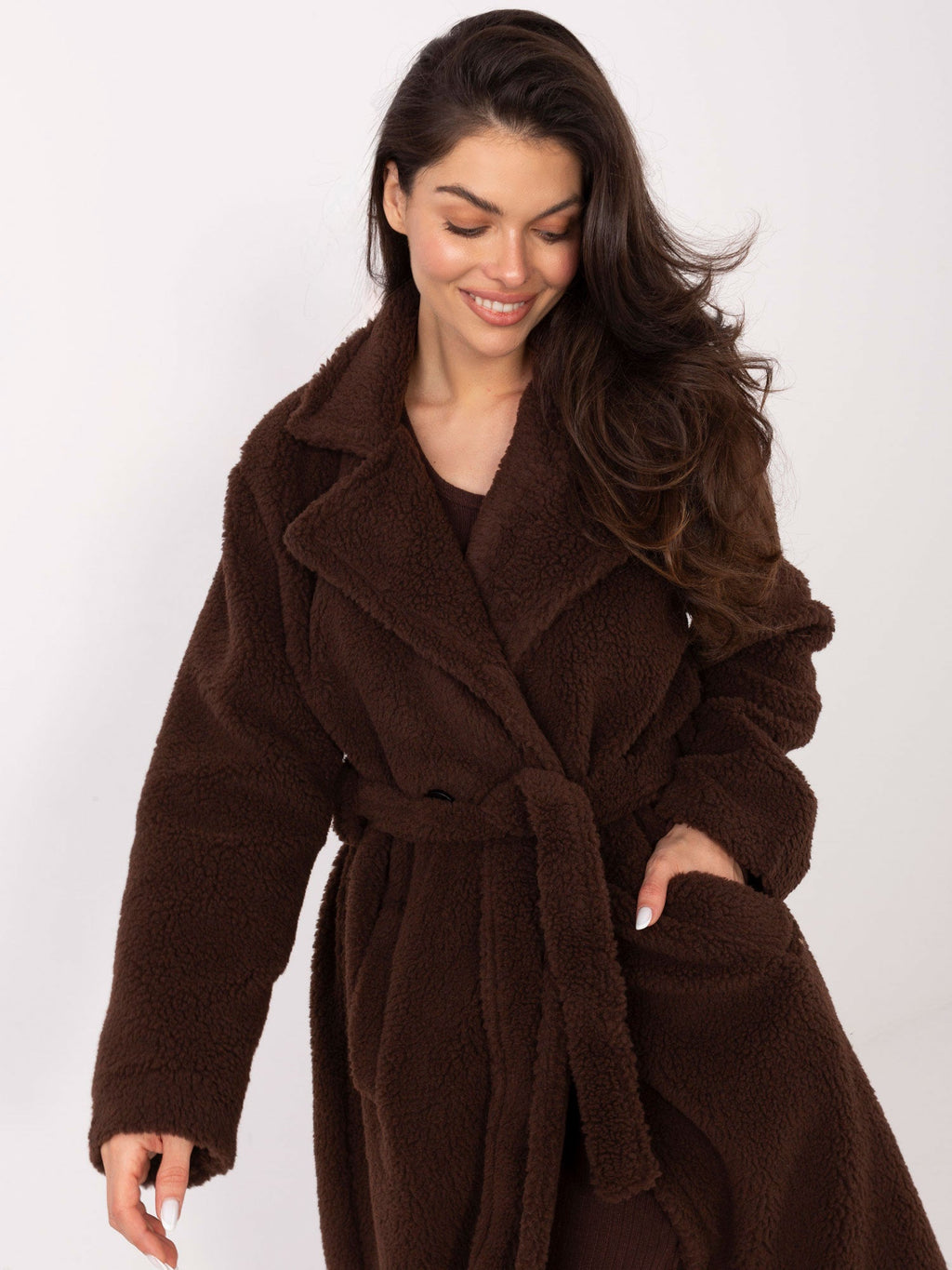 Marrone / Universale Cappotto eco-montone elegante