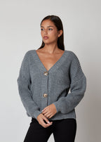 Grigio Melange / Taglia unica Cardigan basic con bottoni