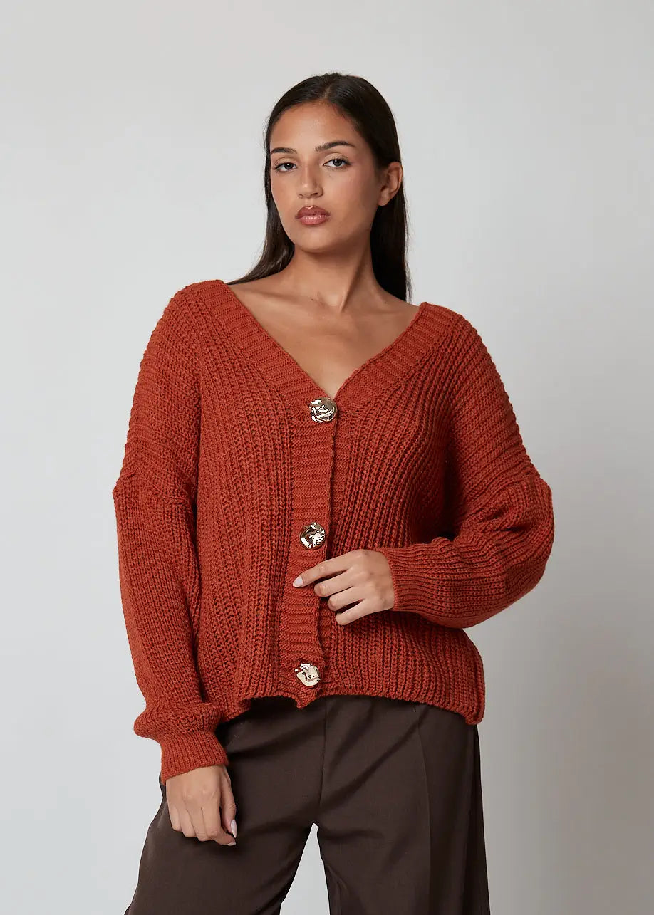 Cardigan basic con bottoni dorati - 288986