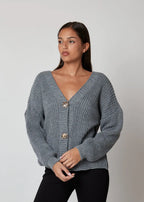 Cardigan basic con bottoni dorati - 288986