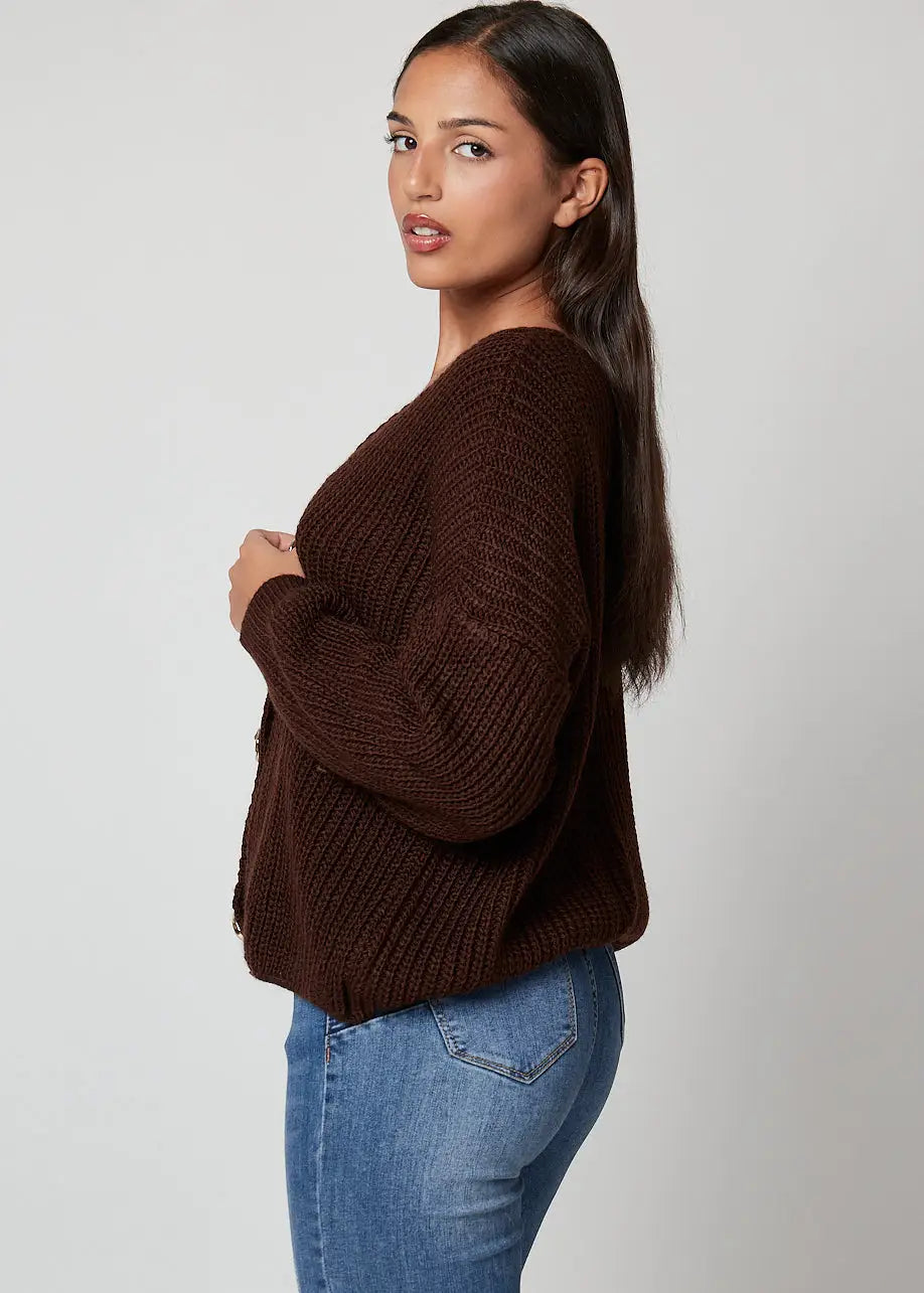 Cardigan basic con bottoni dorati - 288986