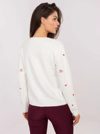 Cardigan donna con ricami a cuori - 217624