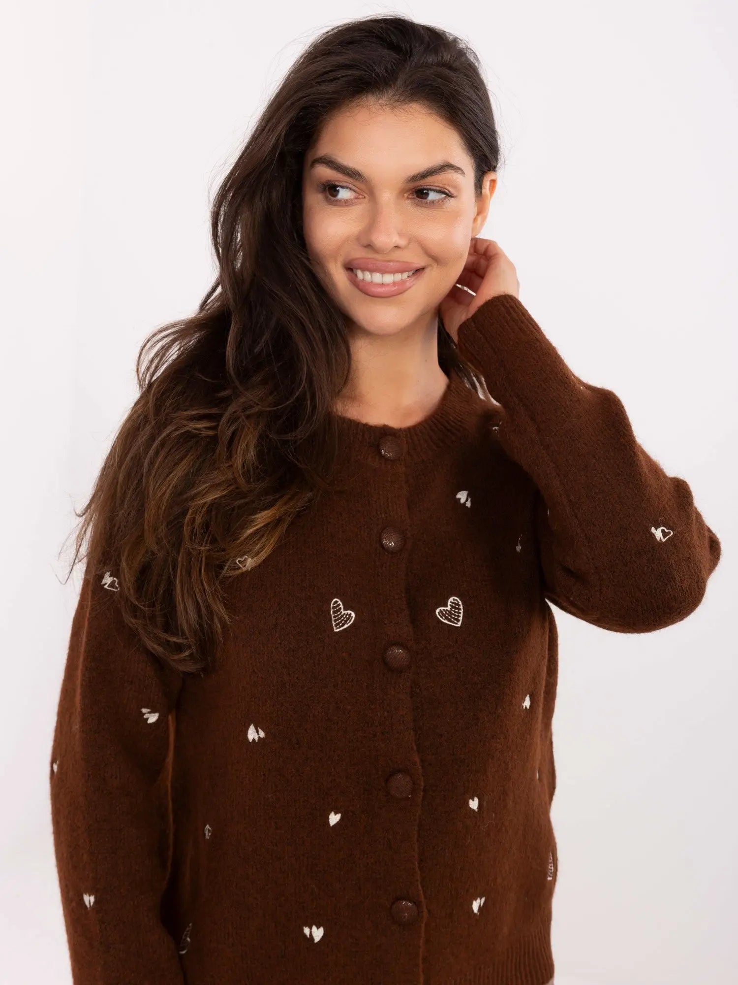 Cardigan donna con ricami a cuori - 217624