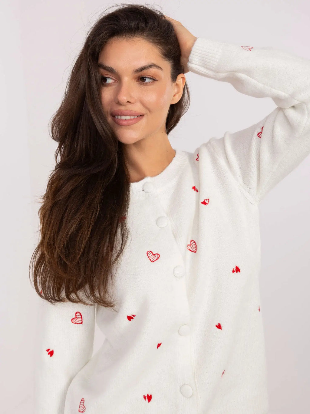 Cardigan donna con ricami a cuori - 217624