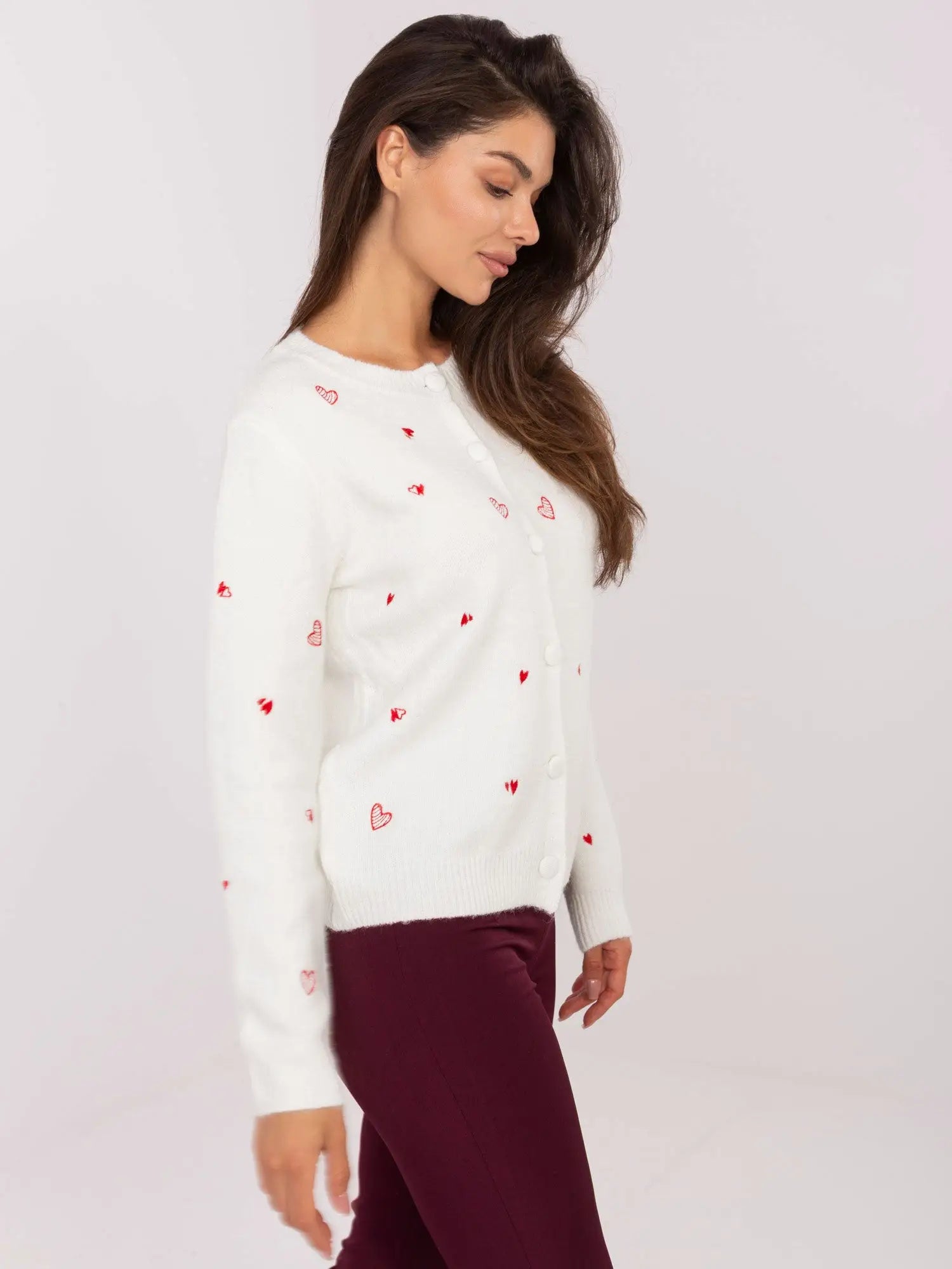 Cardigan donna con ricami a cuori - 217624