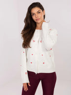 Cardigan donna con ricami a cuori - 217624