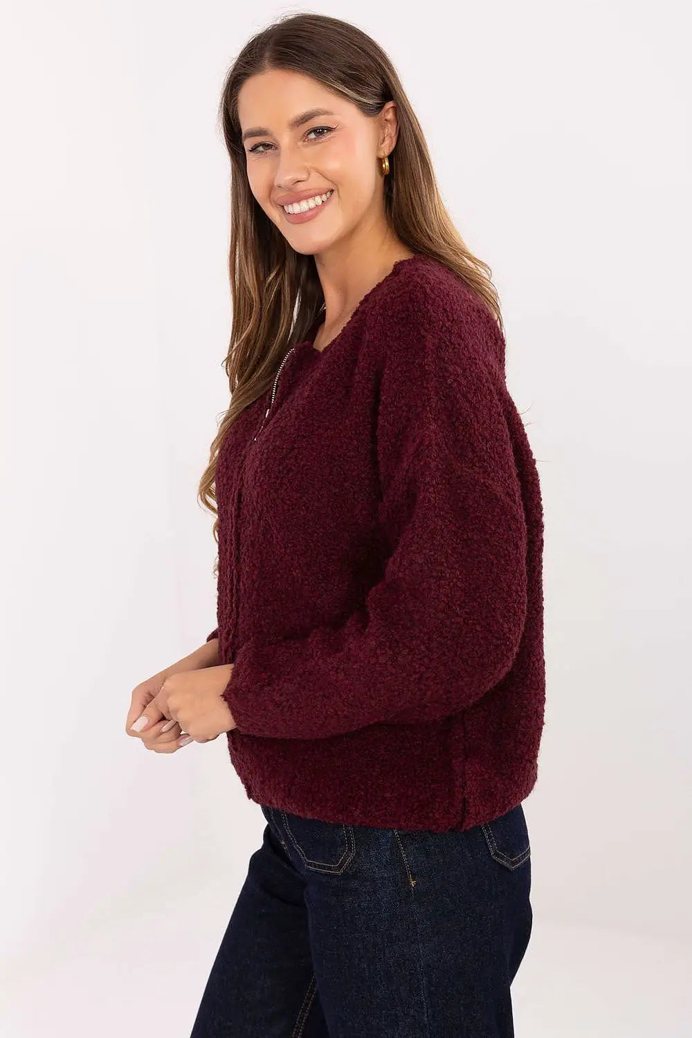 Cardigan donna in bouclé con zip - 219073