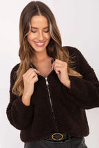 Cardigan donna in bouclé con zip - 219073