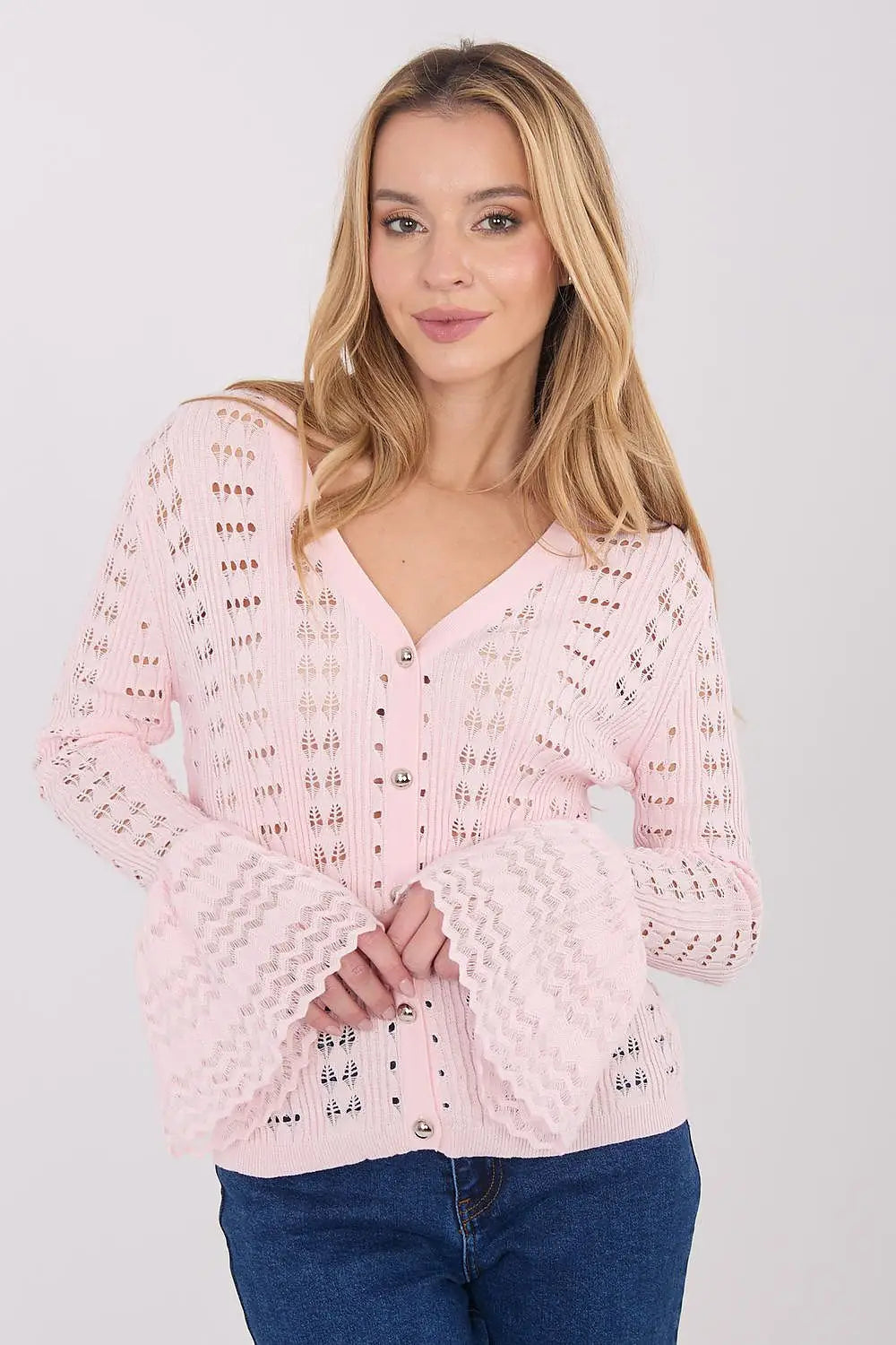 Cardigan donna in stile boho con motivo traforato - 222819