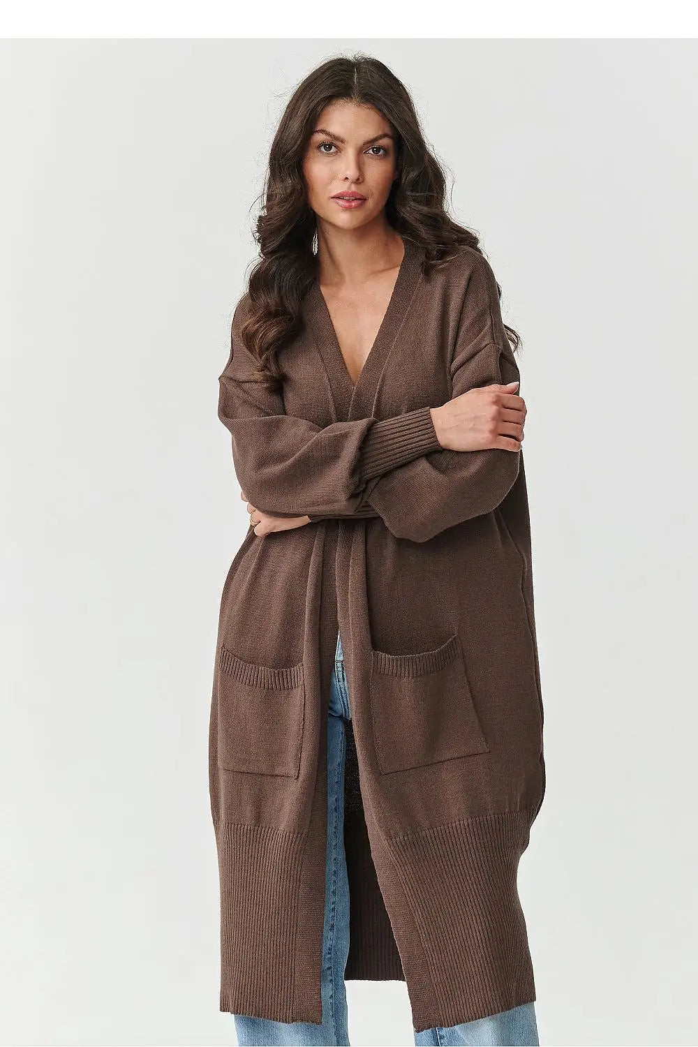 Cardigan lungo da donna con tasche - 218105