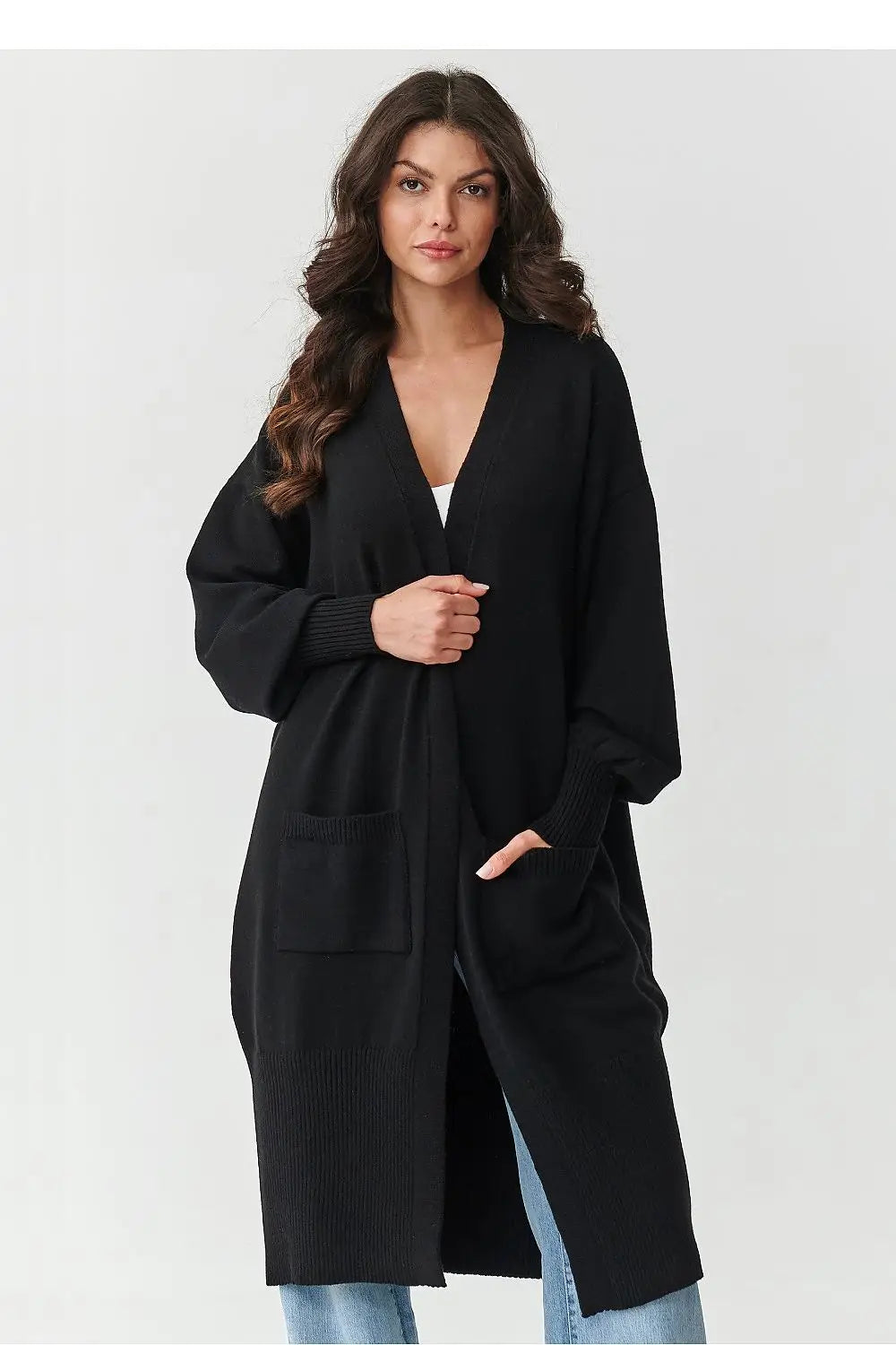 Cardigan lungo da donna con tasche - 218105