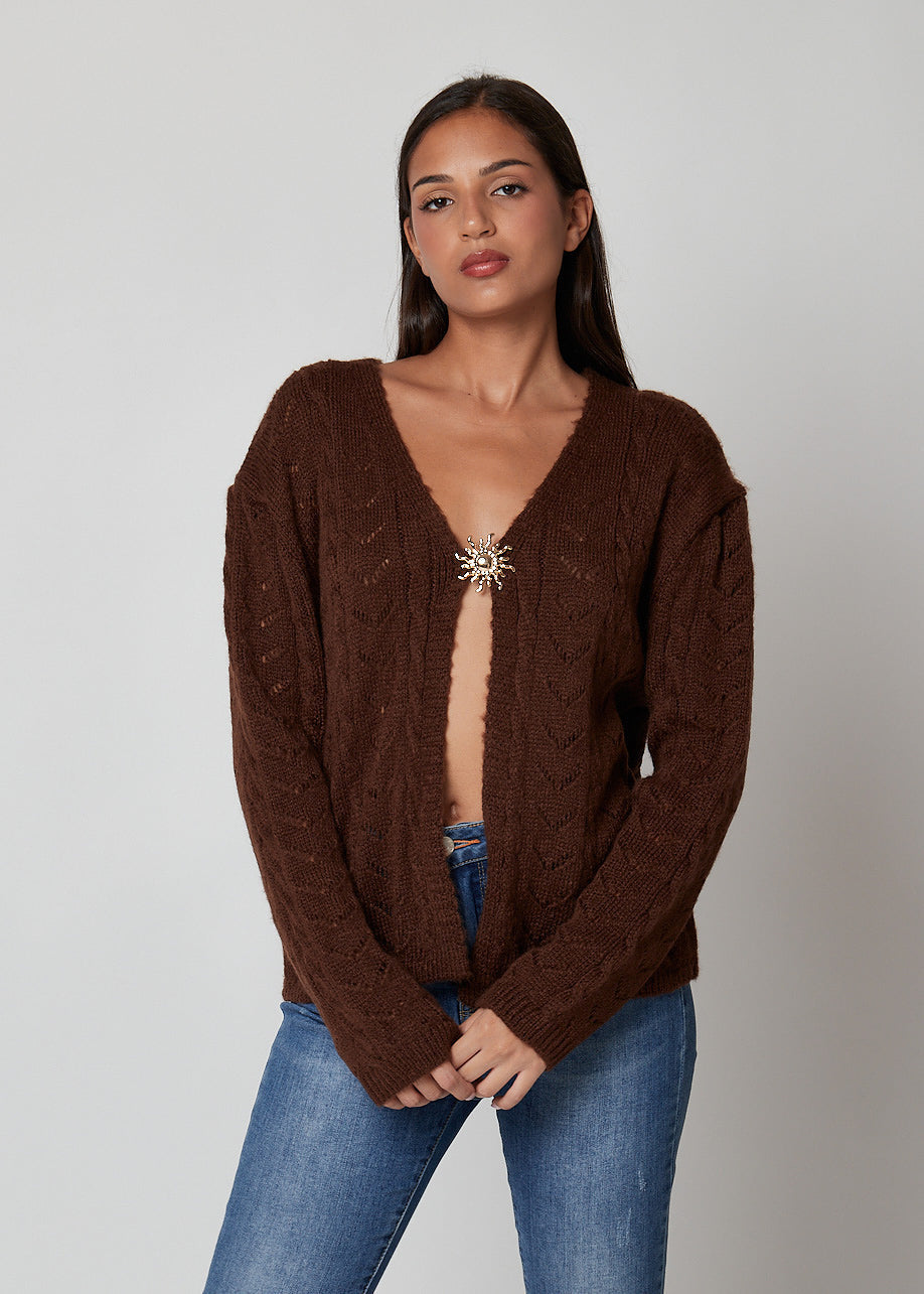 Marrone / Taglia unica Cardigan traforato - 286549