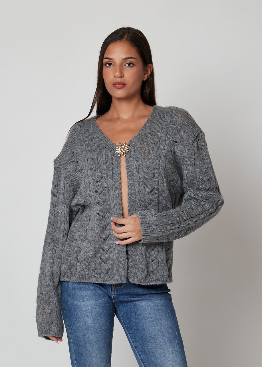 Grigio Melange / Taglia unica Cardigan traforato - 286549